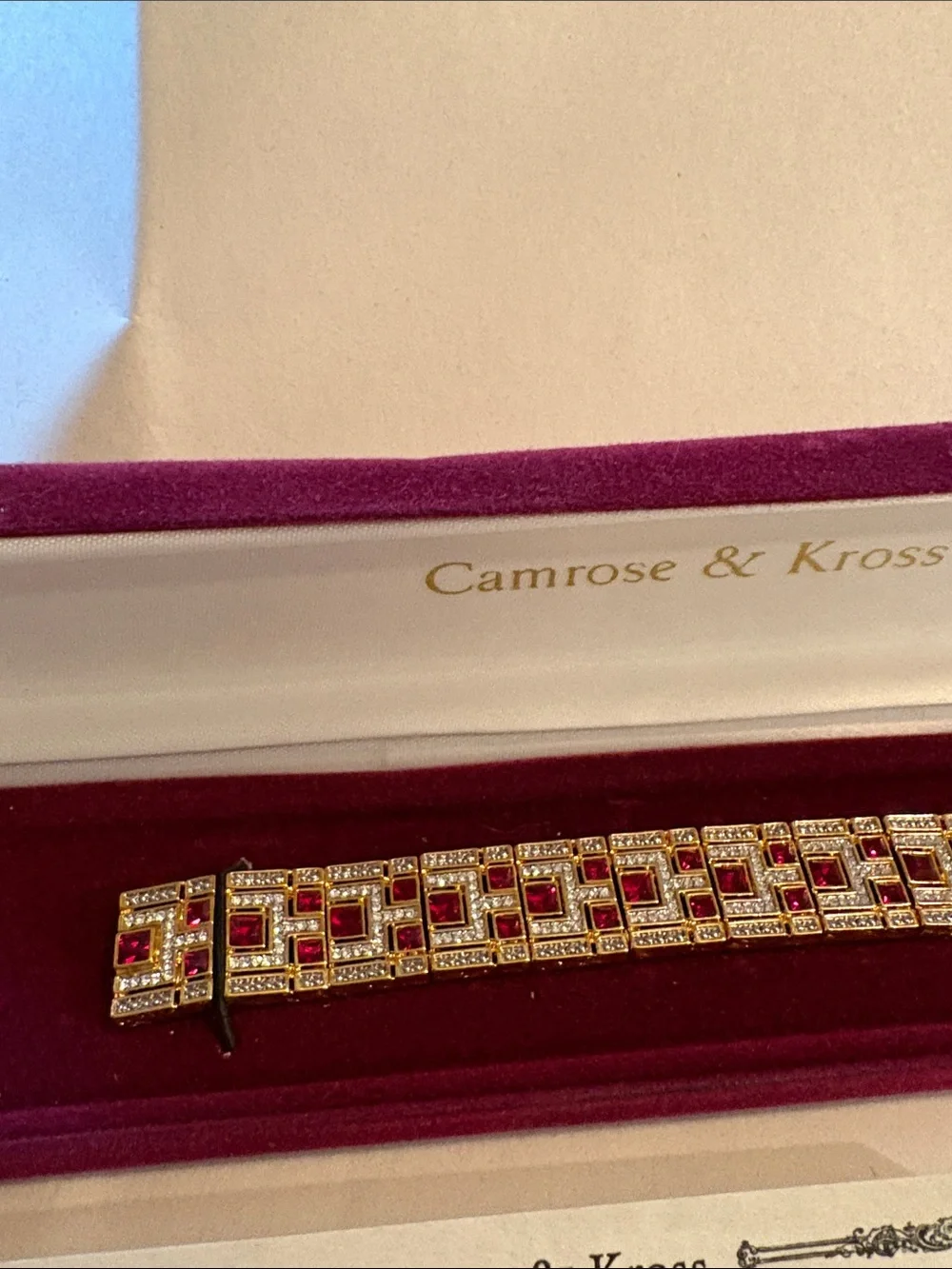 Women's Gold-tone and Red Crystal Bracelet camrose and Kross Gorgeous!